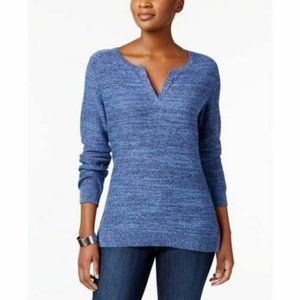 Karen Scott Split-Neck Cotton Sweater